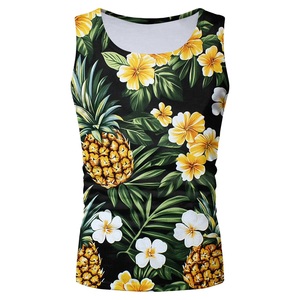 Débardeur Homme Personnalisé en Polyester Spandex à Impression Intégrale, Motif Tropical, Col Rond, Chemises d'Été, Prix d'Usine, Vente en Gros - Product Image 1