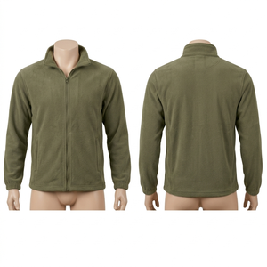 Chaqueta de Trabajo de Forro Polar Premium de 320 GSM, Verde Oliva, Cierre Completo, Logotipo Bordado Personalizado, Ropa de Invierno para Senderismo y Camping - Product Image 2