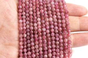 ลูกปัดทัวร์มาลีนสีชมพู บราซิล แท้ พลอยธรรมชาติ ร้อยเป็นเส้น ลูกปัดทรงกลมเหลี่ยมเพชรพลอย ขายส่งจำนวนมาก - Product Image 5