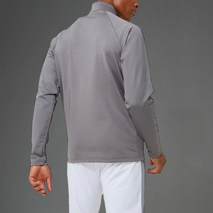 Veste polaire grise pour homme, col montant, fermeture éclair, style sportif, couleur unie, polyester, vêtement d'automne, coupe régulière, style slim - Product Image 2