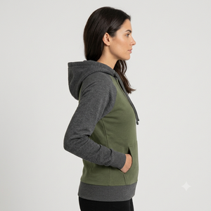 Women Hooded Color Blocked Fleece Jacket Full Sleeve Windproof Autumn Outerwear Regular Fit <b>Zipper</b> Up Sweatshirt - Product Image 6