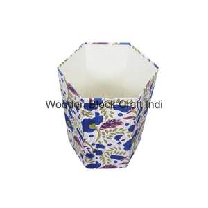 Cubo de basura decorativo para el hogar con tapa abierta, estampado floral, de cartón con tapa enrollable, para uso en interiores, en stock. - Product Image 5