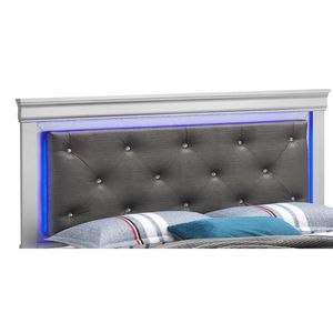 Lit Queen Size Lorana G6500C QB3 Silver Champagne, lit capitonné élégant - Product Image 4