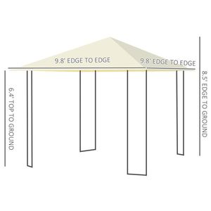Gazebo Moderno 3x3 Metri Bianco Crema per Esterni con Tettoia in Tessuto e Struttura in Metallo per Cortili, Ville, Parchi e Hotel - Product Image 3