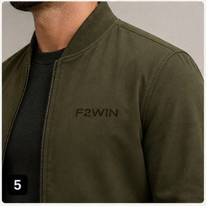 เสื้อแจ็คเก็ตบอมเบอร์สีเขียวมะกอกสำหรับผู้ชาย Force 2 Win คอปกแบบคอกลม ปิดด้วยซิป สวมใส่สบาย ทรงเข้ารูป ผลิตจากผ้าโพลีเอสเตอร์แคนวาส ระบายอากาศได้ดี เหมาะสำหรับฤดูหนาว - Product Image 5