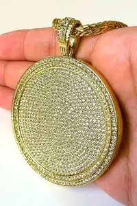 Collar de Plata de Ley 925 con Colgante Circular Grande de Moissanita Estilo Hip Hop, Chapado en Oro/Plata/Oro Rosa para Mujer - Product Image 4