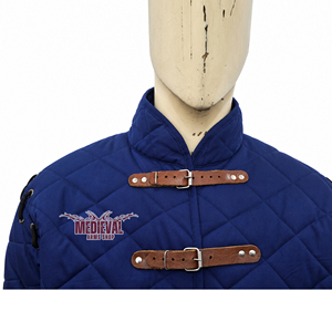 Gambesón Medieval Azul Acolchado de Algodón, Chaqueta Larga Hecha a Mano con Acolchado Alto, Estilo Armadura de Caballero Devil May Cry, Pantalones Cortos, Disfraz de Halloween - Product Image 6