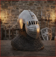 Casque médiéval en acier calibre 16, en maille de fer, pour guerrier