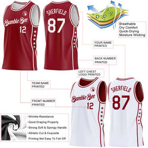 Ensemble d'uniformes de basketball réversibles tendance, maillot et short en mesh respirant, personnalisables par sublimation, fournisseur en gros de tenues d'équipe OEM - Product Image 3