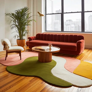 Alfombra de lana irregular hecha a mano con diseño moderno de alta calidad, ecológica, para sala de estar, habitaciones infantiles, hoteles y oficinas. - Product Image 2