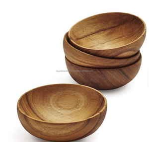 Bol en bois naturel, bol à salade de fruits pour la maison, restaurant, récipient alimentaire en provenance d'Inde - Product Image 3