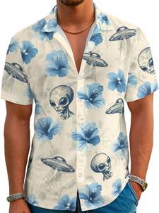 Camisa cómoda para hombre, manga corta, estampado tropical, informal, para playa, con botones, verano, vibrante, colorida, floral, camiseta de verano para hombre - Product Image 6