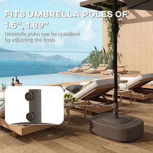 Base per Ombrellone da Esterno con Ruote, Supporto per Ombrelloni da Giardino per Pali da 1.5''/1.9'', Raggio 3.5m/3m, Realizzata in Poliestere - Product Image 6