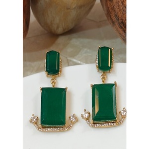 Pendientes de Gotas de Moissanita Chapados en Oro de Latón de Primera Calidad Glamurosos para Mujeres y Niñas, Colección de Moda para Fiestas - Product Image 1