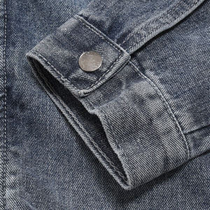 Men's Slim Fit Stonewashed <b>Denim</b> <b>Jacket</b> With Zipper Closure And Pockets Casual Style Autumn Wear - Product Image 6