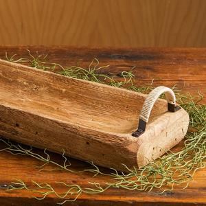 Plateau de rangement et de service rustique avec poignées en corde robustes, aspect artisanal, idéal pour la décoration de table et les réceptions - Product Image 3