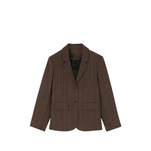 Blazer décontracté unisexe pour femme avec logo personnalisé OEM, col cranté, marron, simple boutonnage, manches longues, veste de bureau tendance - Product Image 1