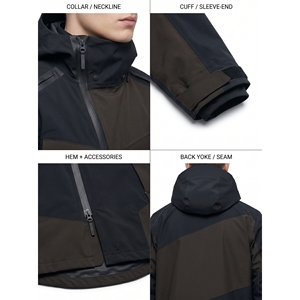 เสื้อแจ็คเก็ตเทคแวร์ฮาร์ดเชลล์สำหรับผู้ชาย 3 ชั้น กันน้ำ ทรงยาวแบบอสมมาตร OEM สไตล์สตรีทแวร์ในเมือง - Product Image 4