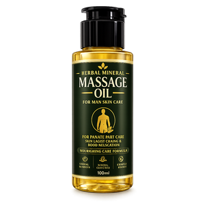 Aceite de Masaje Herbal Mineral para el Cuidado de la Piel Masculina, Cuidado de las Partes Íntimas, Aceite Relajante Corporal Hidratante, Reafirmante y Nutritivo (Para Todo Tipo de Piel) - Product Image 1