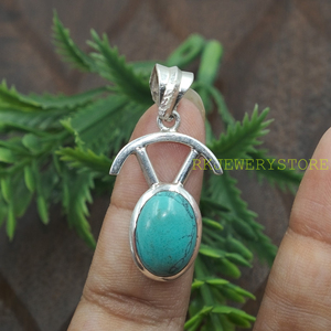 Pendentif ovale en argent Sterling 925, turquoise bleue, fait à la main, bijoux spirituels tribaux minimalistes, cadeau pour femmes et hommes, Art Boho - Product Image 6