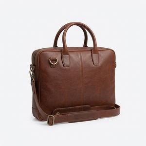 Maletín clásico de cuero genuino para hombre con cierre de cremallera y correa para el hombro para uso empresarial - Product Image 3