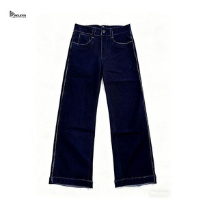 Relevo Nouveau Jean en Denim de Coton Coupe Droite Taille Mi-Haute pour Femme, Décontracté, Uni, Hiver, Coupe Classique - Product Image 1
