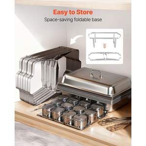 Set di 6 Chafing Dish Rettangolari in Acciaio Inox da 9 Qt, Scaldavivande Completo con Manico Cavo, <span class=keywords><strong>3</strong></span> Pinze per Alimenti, Coperchio e Porta Combustibile - Product Image 6