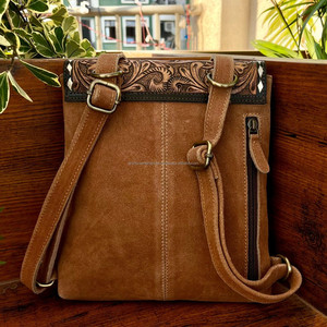 Nouveau élégant point de botte torsadé en cuir suédé femmes Mini sac à dos Western fait à la main 2 en 1 Convertible minimaliste dissimuler sac à main - Product Image 4