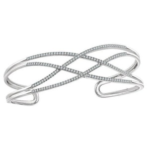 Custom Jewelry LAB - GROWN Diamond Cuff Bracelet 14K <b>Solid</b> White <b>Gold</b> - Product Image 2