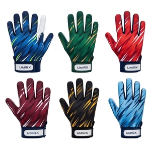 Gants de football personnalisés antidérapants unisexes pour receveur, paume en silicone légère, respirants, à doigts complets, avec fermeture auto-agrippante pour une meilleure adhérence sportive - Product Image 4