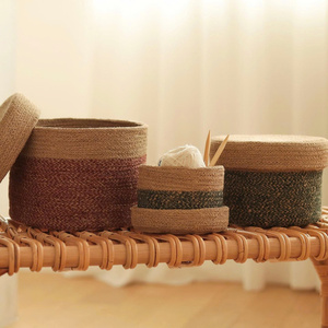 Natural Grass Braided Basket <b>Storage</b> <b>Containers</b> Handmade Design Mini Braided Seagrass Basket <b>Containers</b> Boho <b>Storage</b> OEM ODM - Product Image 4