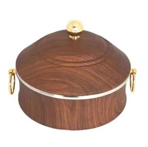 Panier à pain en bois de luxe avec couvercle et poignée dorée, récipient de service pour buffet d'hôtel, boîte de rangement pour pain de table de restaurant - Product Image 1