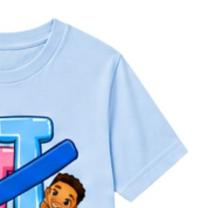 T-shirt bleu à manches courtes et col rond pour jeunes avec motif de lettres entrelacées, idéal pour l'école, le quotidien et le streetwear, vêtement confortable - Product Image 6