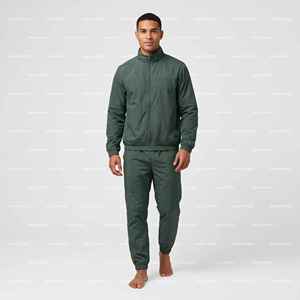 Ensemble de survêtement léger en nylon avec veste coupe-vent à fermeture éclair 100 % nylon et pantalon en nylon, personnalisé en usine - Product Image 2