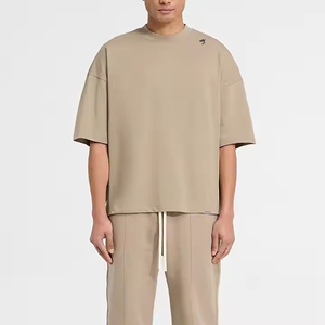 T-shirt épais 100 % coton personnalisable avec impression DTG et sérigraphie, logo, coupe décontractée, tissu tricoté pour homme - Product Image 2