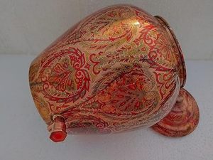 Distributeur d'eau en cuivre avec motif Paisley, design rouge et or, fonctionnement manuel, usage domestique, conteneur d'eau froide à chargement par le haut - Product Image 2