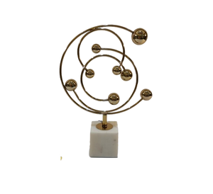 Escultura Decorativa de Metal de Diseño Moderno, Forma de Flor Redonda con Base de Mármol Dorado, Nuevo Adorno para Mesa - Product Image 3