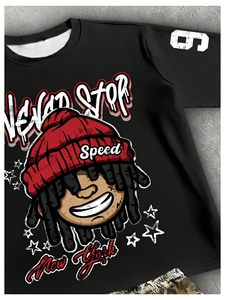 Custom Men 2 Piece Sweat <b>Set</b> Graphic Short Sleeve Tee Drawstring Flared Jogger Pants OEM Bulk - Product Image 3