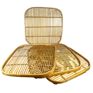 Juego de 4 bandejas de mimbre y bambú tejidas vintage, color tostado, 14x14, pequeñas, para servir, decoración natural para el hogar, proveedor mayorista, fabricante - Product Image 4