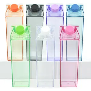 Customizable 500ml BPA Free Juice Portable Square Plastic Clear Milk Carton Water Bottles