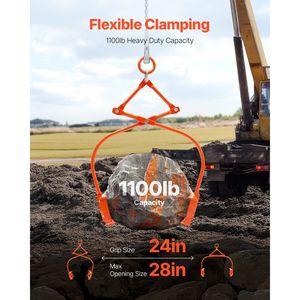 คีมจับหินเหล็กขนาด 24 นิ้ว แบบหนาพิเศษ พร้อมหัวหมุน รับน้ำหนักได้ 1100 ปอนด์ คีมยกหิน 2 ขา พร้อมตะขอเกี่ยว - Product Image 2