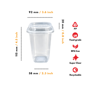Unique Food Graded Square <b>Cup</b> 16 Oz <b>Plastic</b> PP Polypropylene for Aesthetic Cold Drink made in Indonesia - Product Image 3