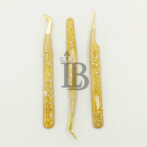 Ensemble de pinces à cils pour extensions de cils, nouvelle version personnalisée, pinces à cils en acier inoxydable avec paillettes, qualité supérieure, prix bas, durables - Product Image 1