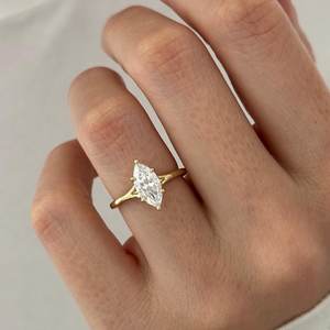 1 Carat Marquise E VVS2 Lab Grown Diamond <b>Split</b> Shank Engagement <b>Ring</b> in 14k Yellow Gold , IGI Certified - Product Image 1