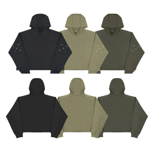 Sudadera con capucha personalizada para hombre, estilo urbano, con corte y costura, oversize, con cremallera, apliques y patchwork, efecto desgastado - Product Image 1