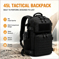 Sac à dos tactique 45L, sac à dos tactique imperméable, sac de randonnée en plein air, grande capacité, sac à dos MOLLE, OEM ODM