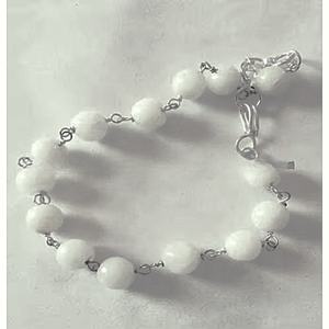 Pulsera de cuentas de ágata blanca hecha a mano joyería de moda de cristal natural con estilo mascota hecha de piedras preciosas - Product Image 1