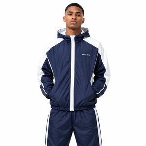 Custom Unisex Nylon Tracksuit Windbreaker Sets Eco-Friendly <b>Men</b> Lightweight Hooded <b>Jacket</b> Pants Sets B2B Patchwork <b>men's</b> <b>jackets</b> - Product Image 6