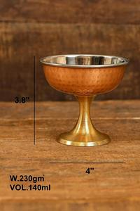 ชามช็อกโกแลตทองแดงพร้อมฐานทองเหลือง เหมาะสำหรับช็อกโกแลต ของหวาน ขนมขบเคี้ยว อาหารสำหรับครอบครัว และการต้อนรับแขก นำเข้าจากอินเดีย - Product Image 6