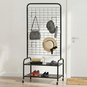 Industrial Metal Wire Grid Rack with Double <b>Shelf</b> <b>Storage</b> Movable Standing Type for Workshops and Living Room - Product Image 6